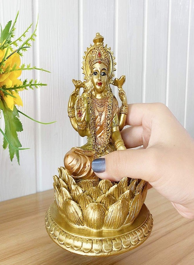 BangBangDa Hindu Goddess Lord Laxmi Statue - Lakshmi Statue Indian God Home Office Temple Mandir Puja Items India Idol Figurine Murti Pooja Diwali Gifts Yoga Zen Altar Shrine Ornament - Image 3